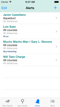 Create alerts with your favorites horses or jockey